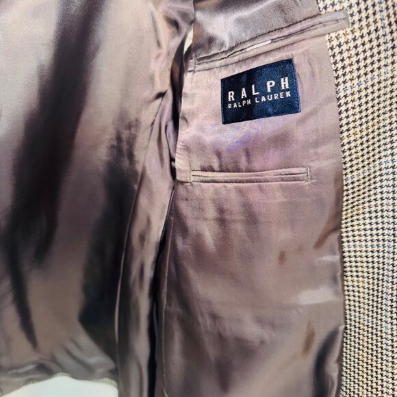 Ralph Lauren 100% Silk Mens Houndstooth Sport Coat Blazer Jacket Old Money 40R - Picture 4 of 9